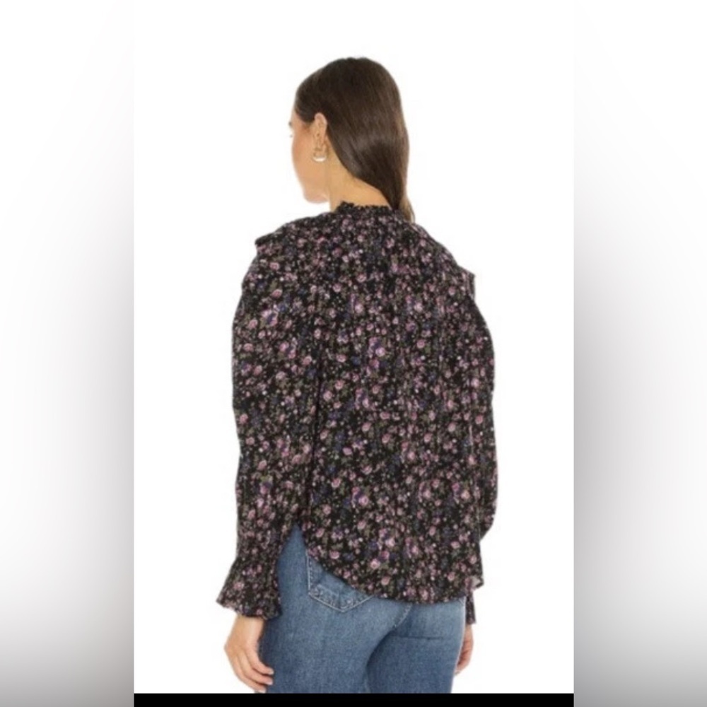 Free People Meant to Be Blouse Black Pink Floral Print Size Medium - Picture 4 of 11